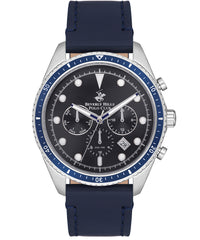 Beverly Hills Polo Club  Men's Watch, Navy Blue Dial & Navy Blue Leather Strap, BP3355X.399