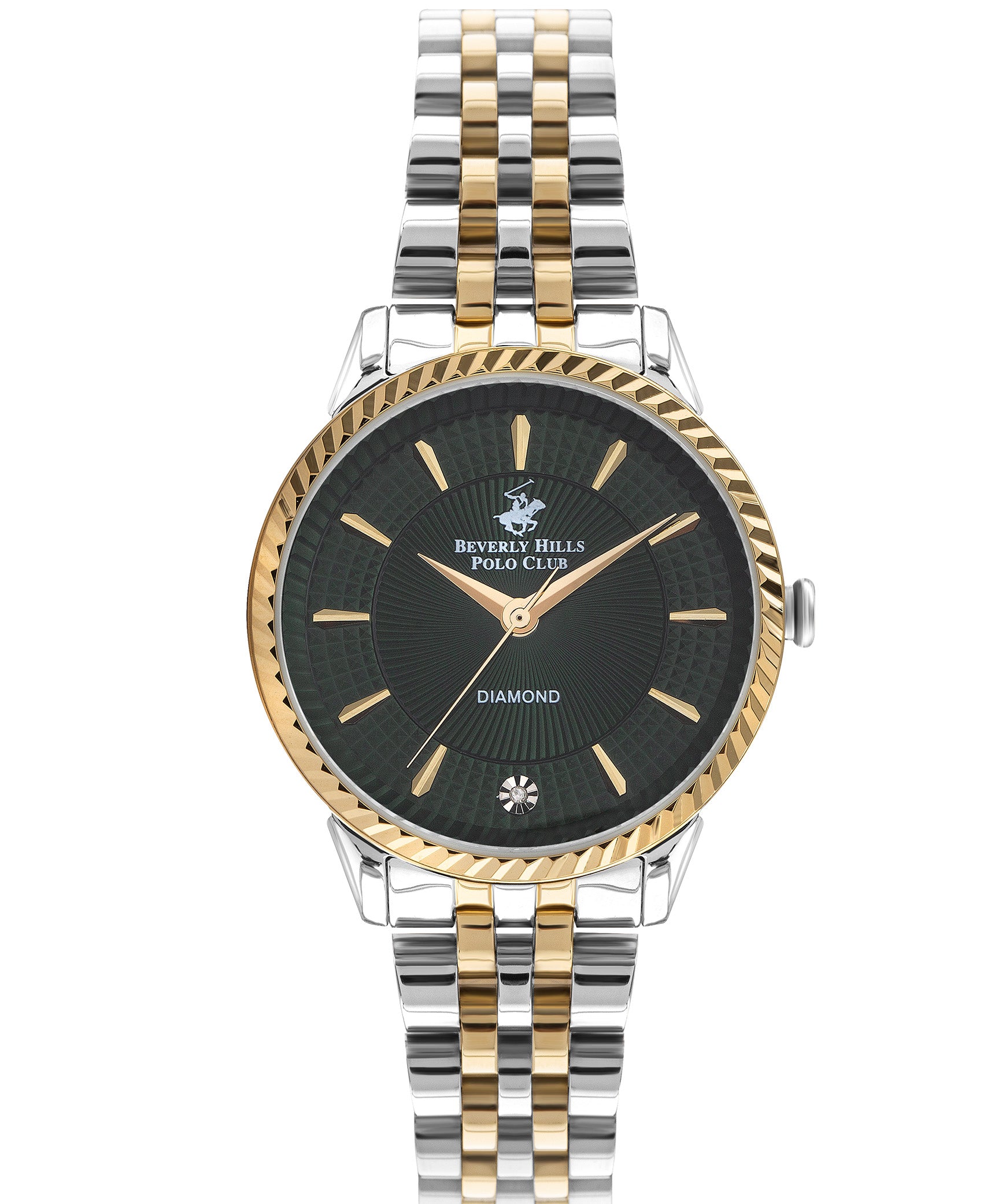 Beverly Hills Polo Club  Women's Analog Watch, Black Dial & Two Tone Stainless Steel Strap, BP3357X.270