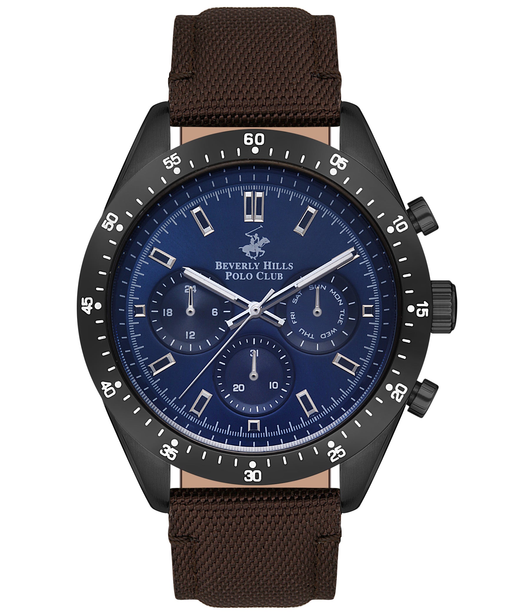 Beverly Hills Polo Club  Men's Watch, Dark Blue Dial & Brown Leather Strap, BP3359X.692