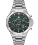 Beverly Hills Polo Club  Men's Watch, Green Dial & Silver Stainless Steel Strap, BP3361X.370