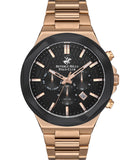 Beverly Hills Polo Club  Men's Watch, Black Dial & Rose Gold Stainless Steel Strap, BP3361X.450