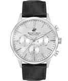 Beverly Hills Polo Club  Men's watch,Silver Dial, Black Leather Strap Wrist Watch, BP3368X.331