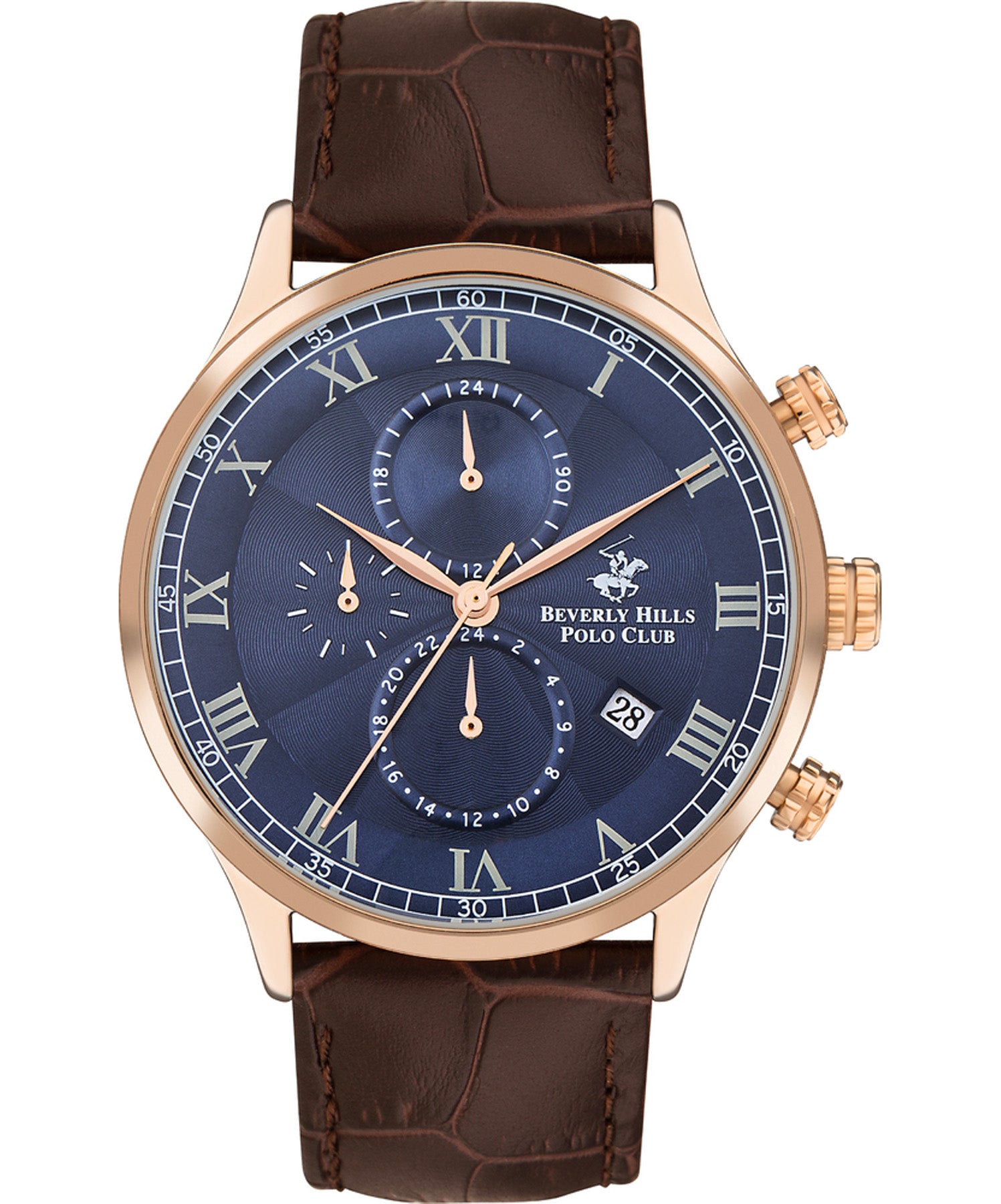 Beverly Hills Polo Club  Men's watch, Dark Blue Dial, Brown Leather Strap Wrist Watch,BP3371X.492