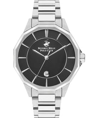 Beverly Hills Polo Club  Men's watch, Black Dial, Silver Stainless Steel Metal Strap Wrist Watch, BP3375X.350