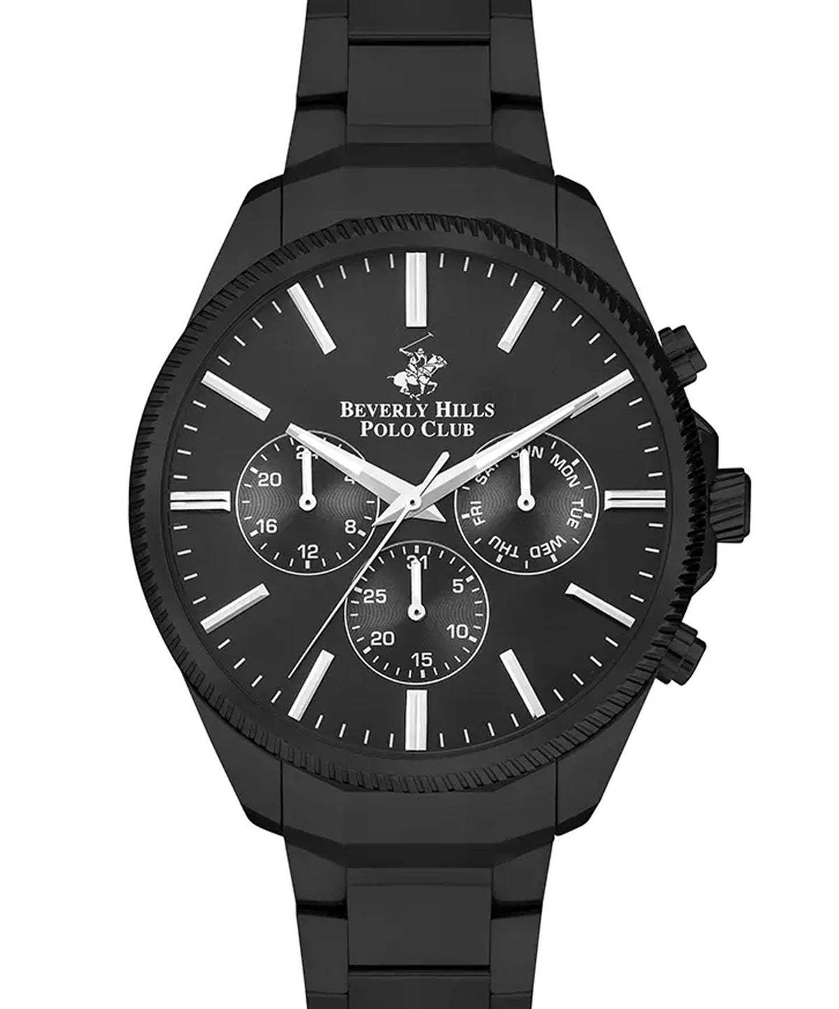 Beverly Hills Polo Club  Men's watch, Black Dial,Black Stainless Steel Metal Strap Wrist Watch,BP3379X.670