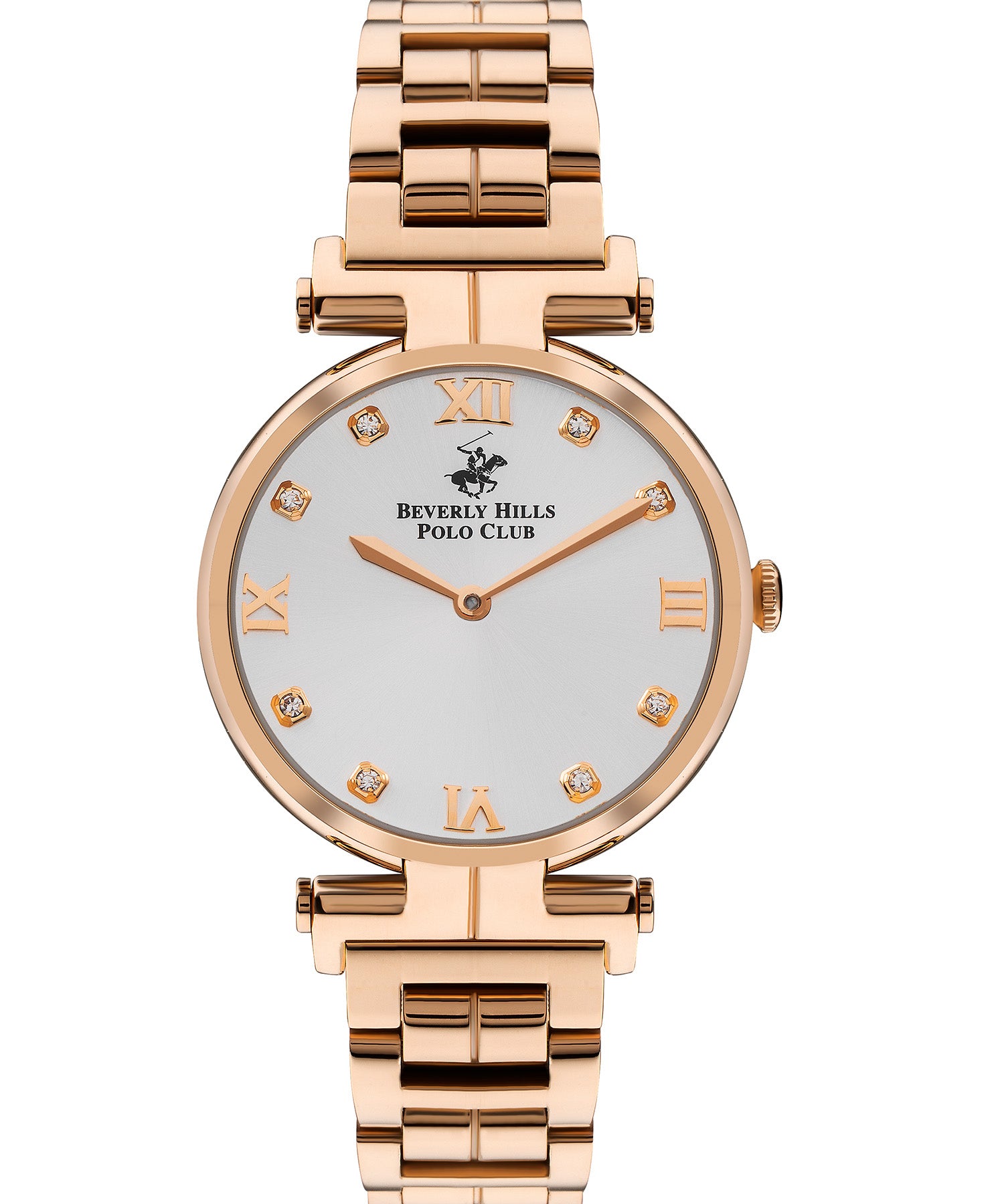 Beverly Hills Polo Club  Women's watch, White Dial, Rose Gold  Stainless Steel Metal Strap, Wrist Watch,BP3382X.430