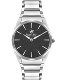 Beverly Hills Polo Club  Women's watch, Black Dial, Silver Stainless Steel Metal Strap, Wrist Watch, BP3384C.350