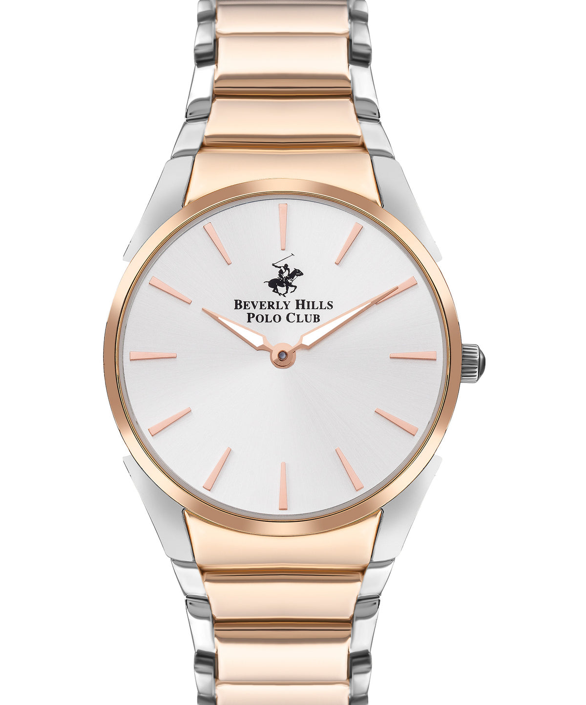 Beverly Hills Polo Club  Women's watch, Silver Dial,Two Tone Stainless Steel Metal Strap, Wrist Watch, BP3384C.530