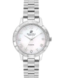 Beverly Hills Polo Club  Women's watch,Diamond Silver White Mother of Pearl Dial, Silver Stainless Steel Metal Strap, Wrist Watch,BP3386C.320