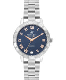 Beverly Hills Polo Club  Women's watch,Dark Blue Dial, Silver Stainless Steel Metal Strap, Wrist Watch,BP3386C.390