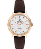 Beverly Hills Polo Club  Women's watch, Silver Dial,Brown Leather Strap, Wrist Watch,BP3387C.422