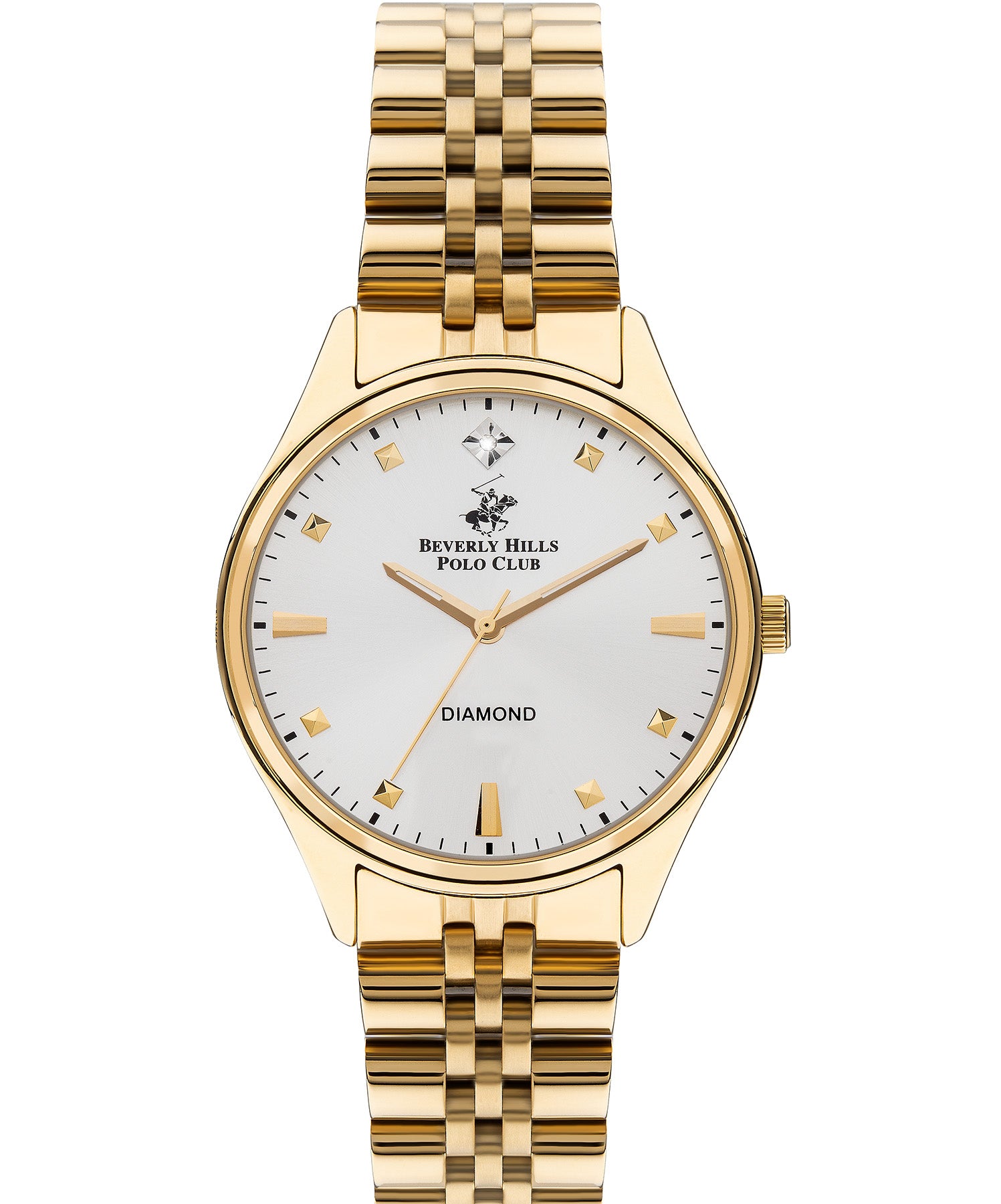 Beverly Hills Polo Club  Women's watch, White Dial, Gold Stainless Steel Strap, Wrist Watch,BP3390C.130