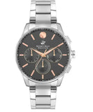 Beverly Hills Polo Club  Men's watch, Black Dial,Silver Stainless Steel  Strap, Wrist Watch,BP3396X.360