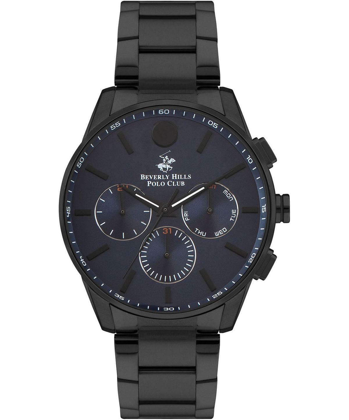 Beverly Hills Polo Club  Men's watch, Black Dial,Black Stainless Steel  Strap, Wrist Watch,BP3396X.650