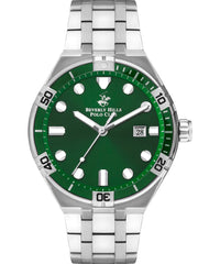 Beverly Hills Polo Club  Men's watch,Green Dial, Silver Stainless Steel Strap, Wrist Watch,BP3404X.370