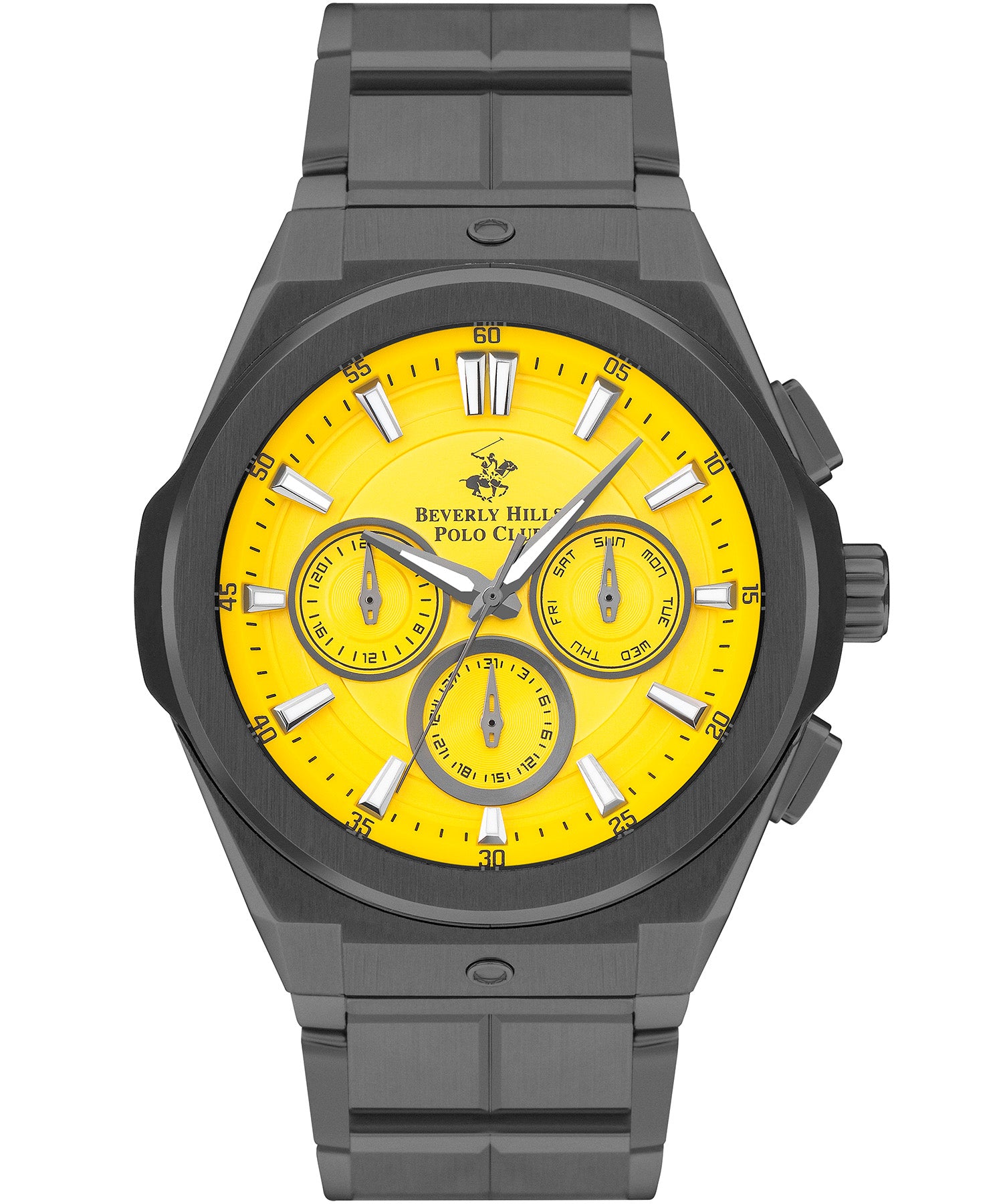 Beverly Hills Polo Club  Men's watch, Yellow Dial, Grey Stainless Steel Strap, Wrist Watch,BP3406X.080