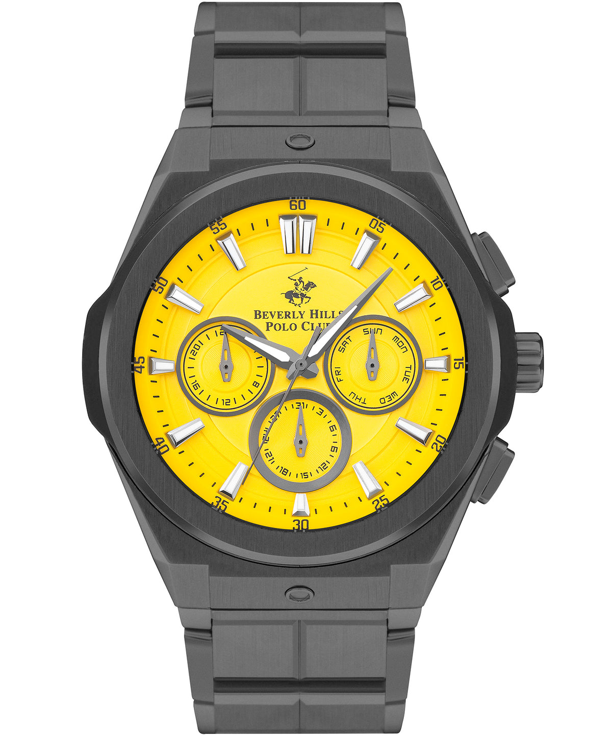 Beverly Hills Polo Club  Men's watch, Yellow Dial, Grey Stainless Steel Strap, Wrist Watch,BP3406X.080