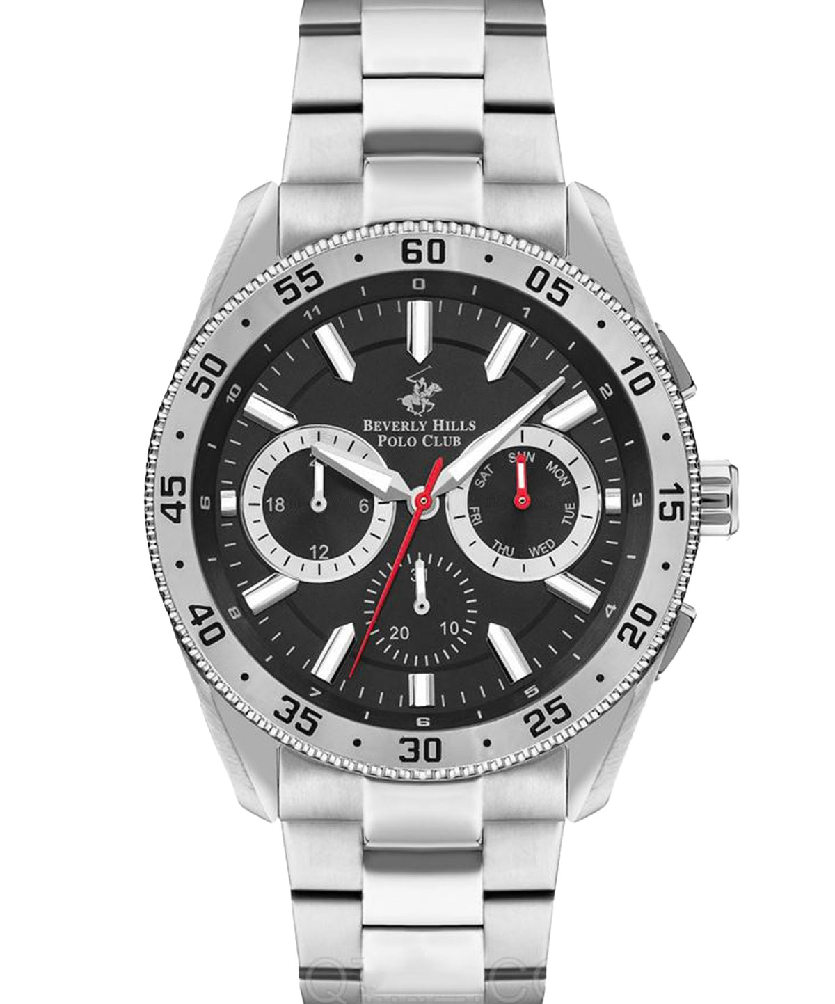 Beverly Hills Polo Club  Men's watch, Black Dial, Two Tone Stainless Steel Strap, Wrist Watch,BP3409X.350