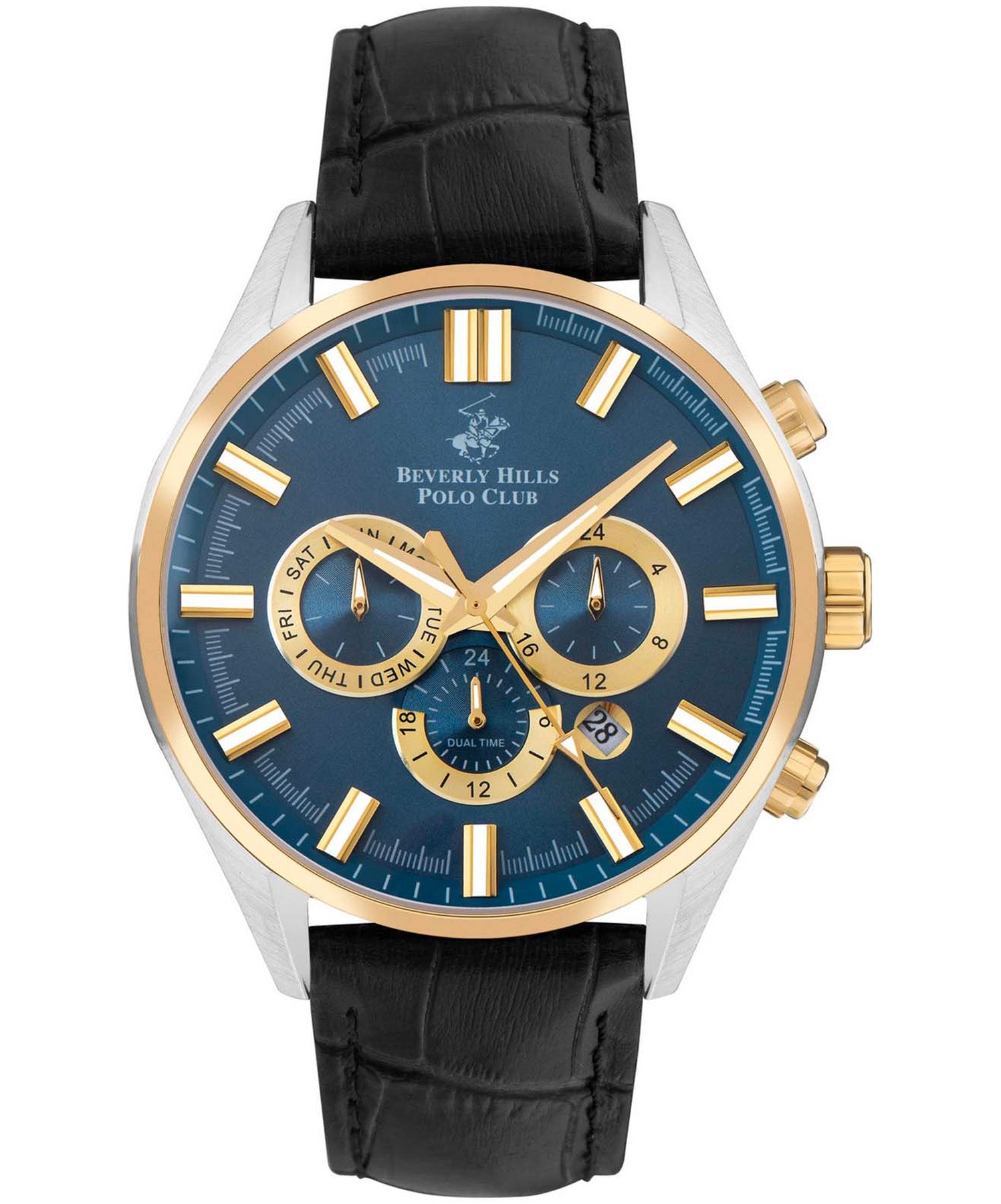 Beverly Hills Polo Club  Men's watch, Blue Dial, Black Leather Strap, Wrist Watch,BP3504X.201