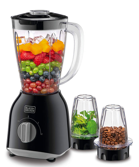 Black+Decker400W 1.5 Blender with 2 x Grinder Mills, Black, BX365 Blender BL-BX365