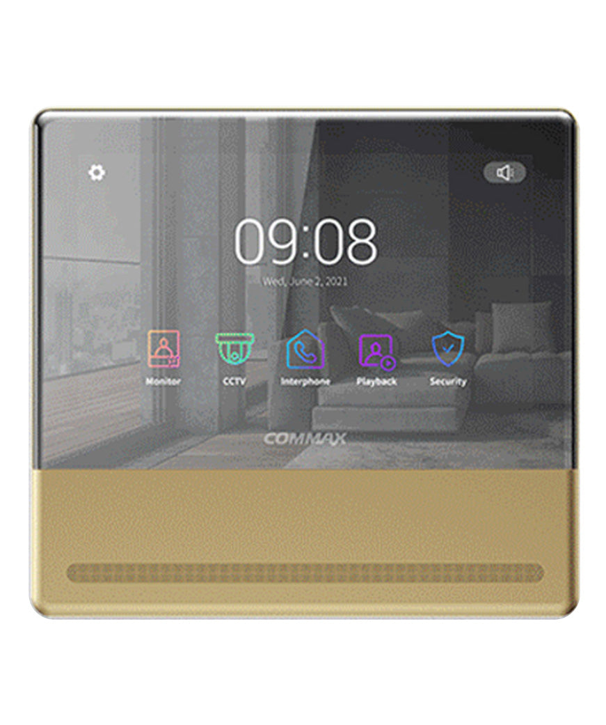Commax Fine View 7" Handsfree Smart Wall Pad with Memory Record and Smarphone Connectable, Gold, CDV-70QT-G