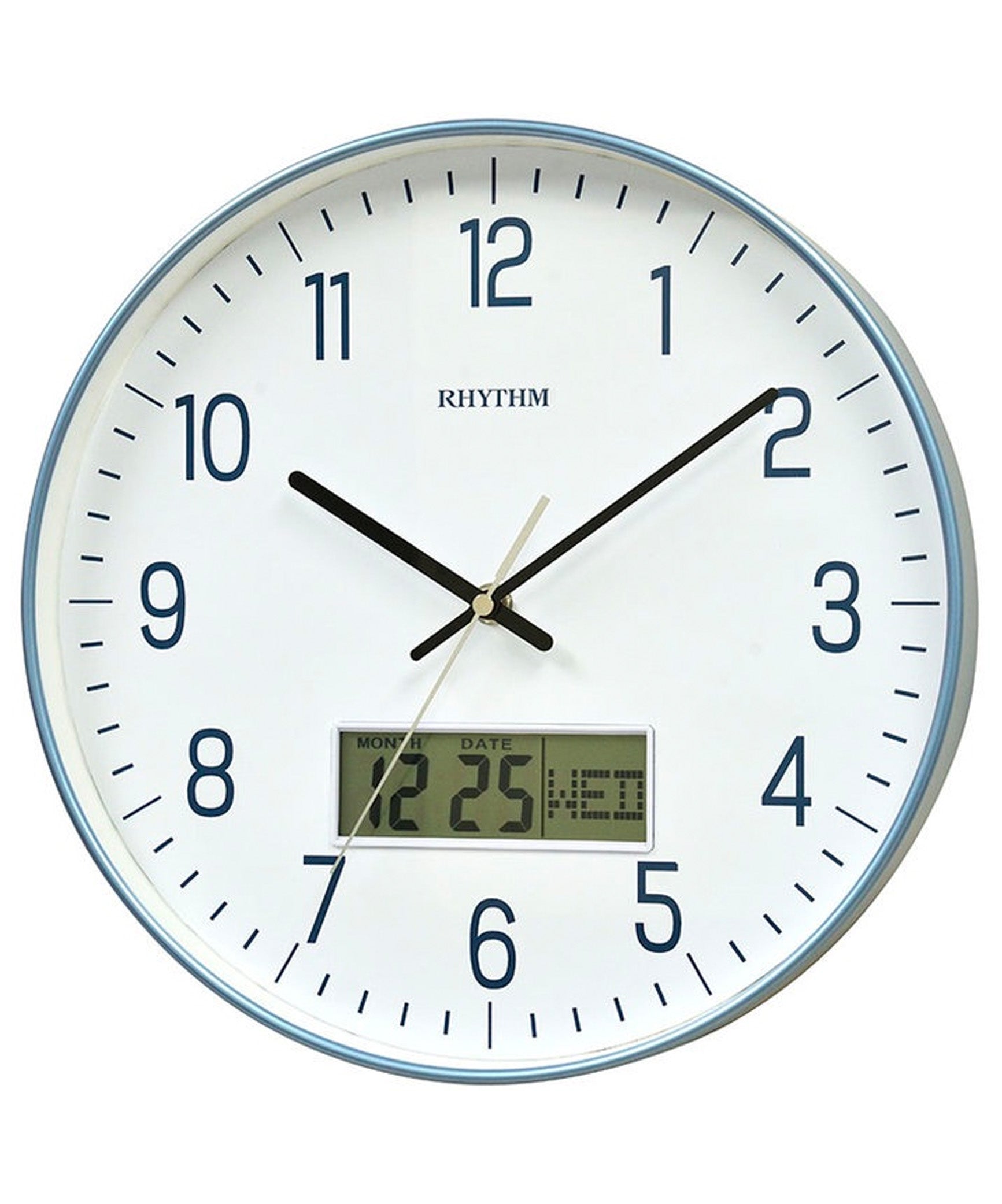 Rhythm Wall Clock, Analog Clock & LCD Display with Day & Date Display, CFG723NR04