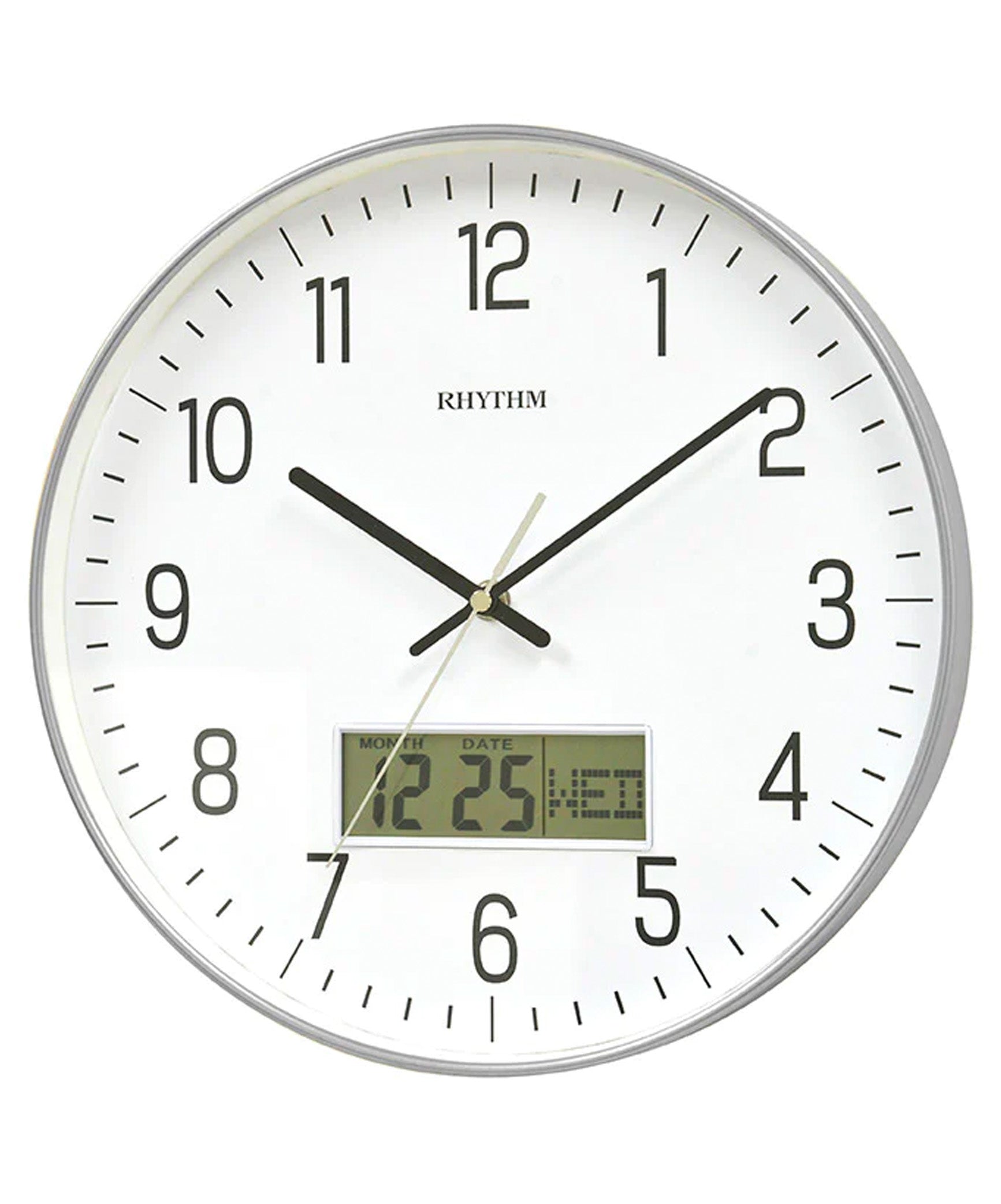 Rhythm Wall Clock, Analog Clock & LCD Display with Day & Date Display, CFG723NR19