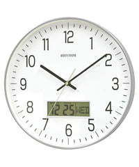 Rhythm Wall Clock, Analog Clock & LCD Display with Day & Date Display, CFG723NR19