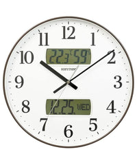 Rhythm Wall Clock, Analog Clock & LCD Display with Day & Date Temperature, Humidity Display, CFG724NR06