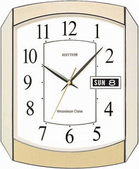 Rhythm Wall Clock, Westminster Chime & Strike, Day-Date Calendar CFH102NR65