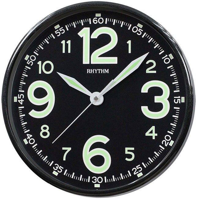 Rhythm Wall Clock, Glow In The Dark With Silent Silky Move, CMG499BR02