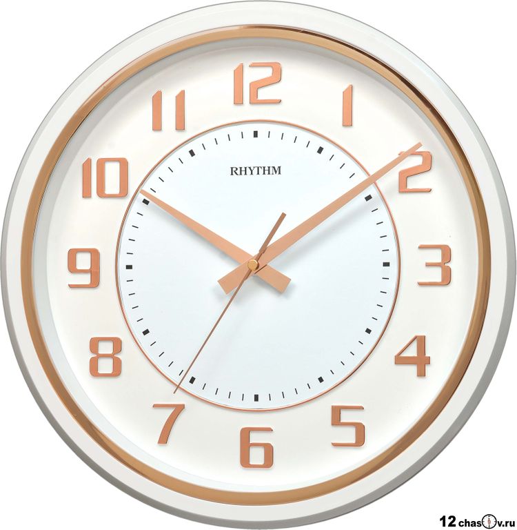 Rhythm Wall Clock,3D Numerals With Silent Silky Move, CMG508BR13