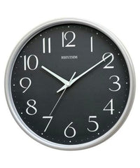 Rhythm Wall Clock, Analog Black Dial Silver Case, CMG589NR03