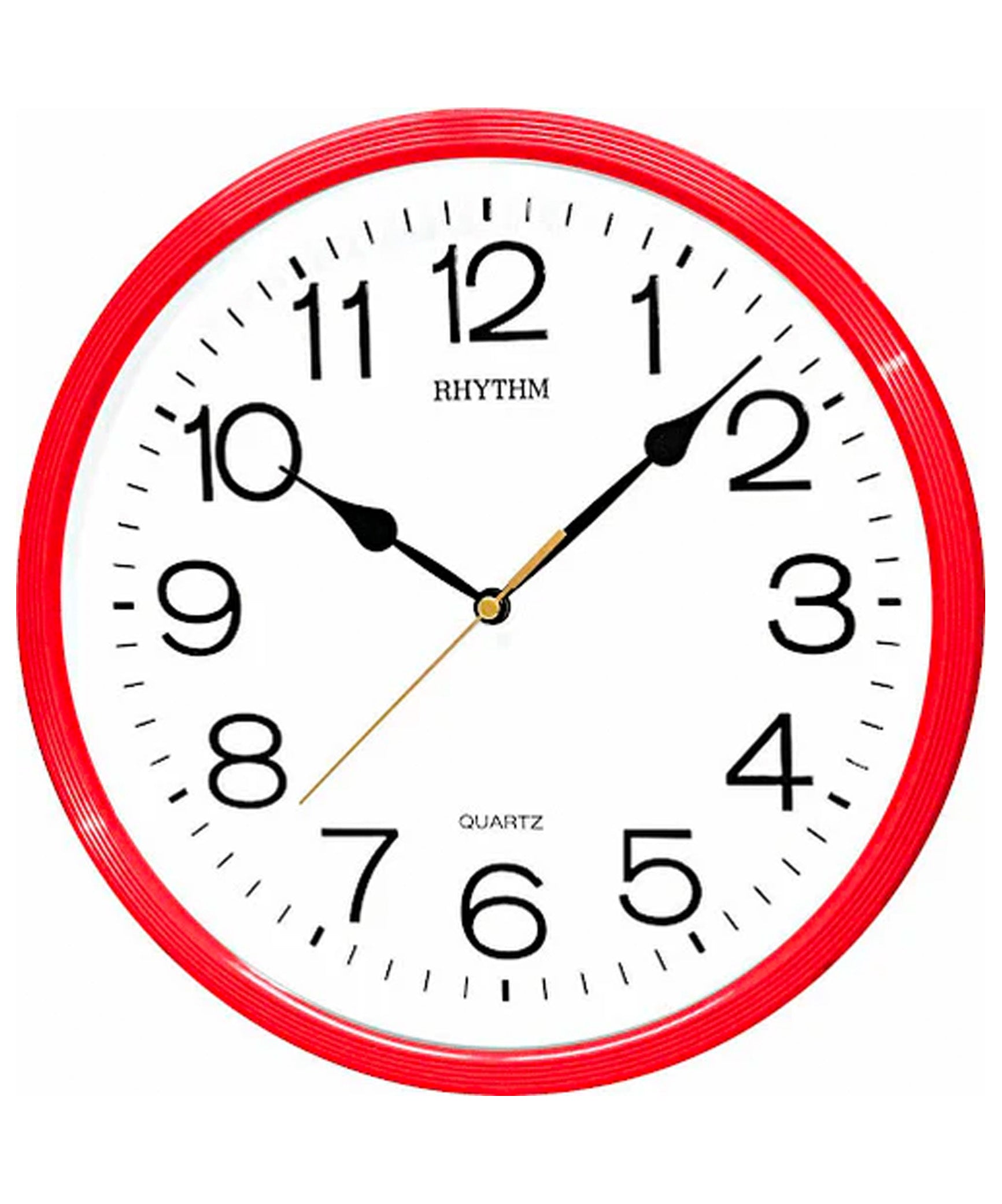 Rhythm Wall Clock, Analog White Dial Red Case, CMG597NR01