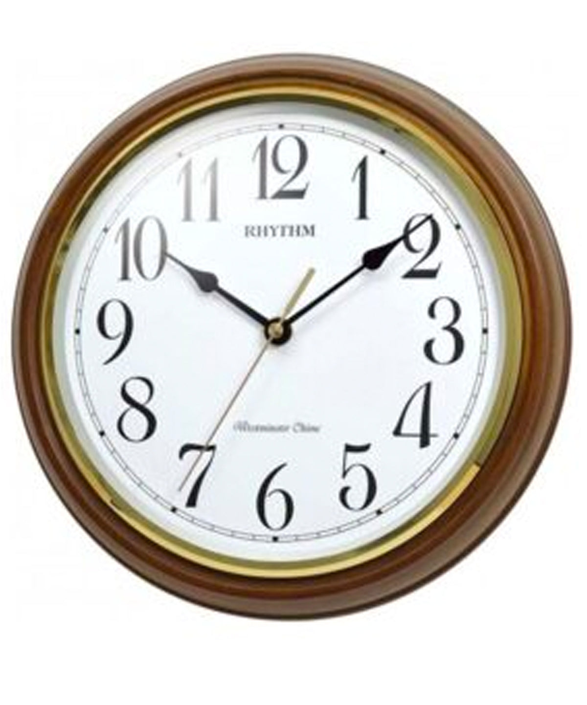 Rhythm Wall Clock, Analog White Dial Wooden Case Décor Clock, CMG938NR06