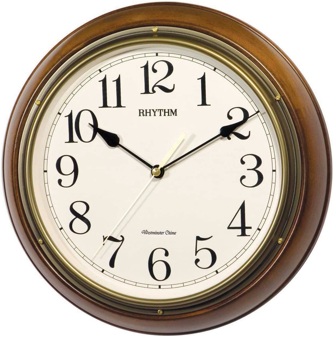 Rhythm Wall Clock, Wooden Case, CMH722CR06