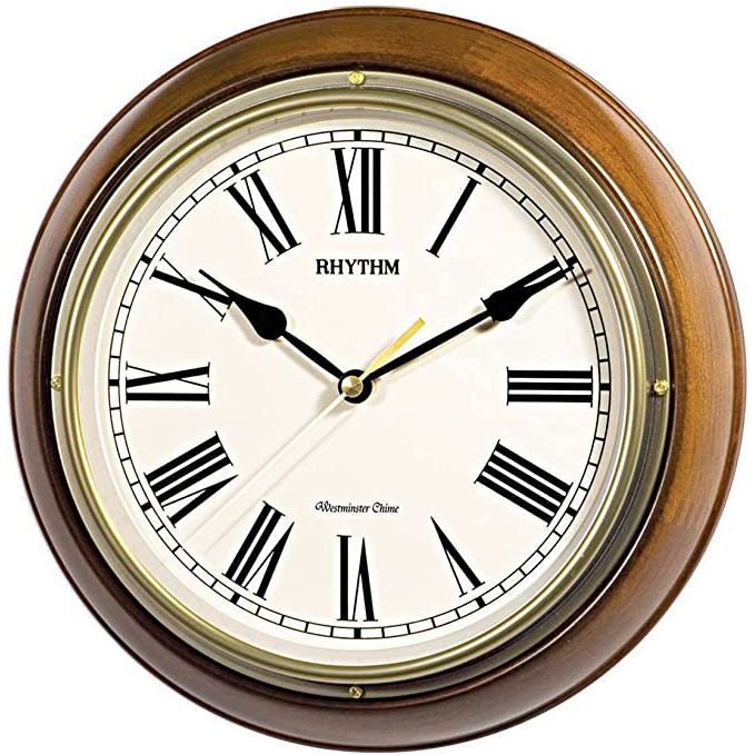 Rhythm Wall Clock, Wooden Case, CMH723CR06