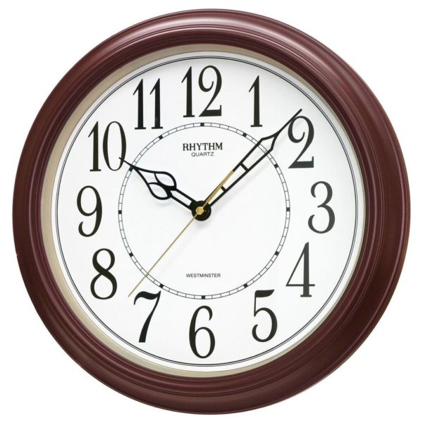 Rhythm Wall Clock, Wooden & Silent Silky, CMH726NR06