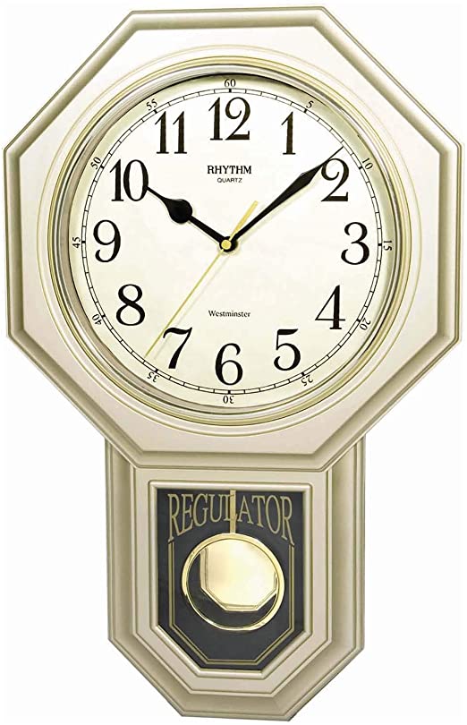 Rhythm Wall Clock, Westminister Chime, Striking & Pendulum, CMJ443BR18