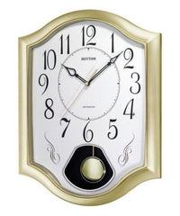 Rhythm Wall Clock Analog White Dial Plastic Case Pendulum Décor Clock, CMJ494BR18