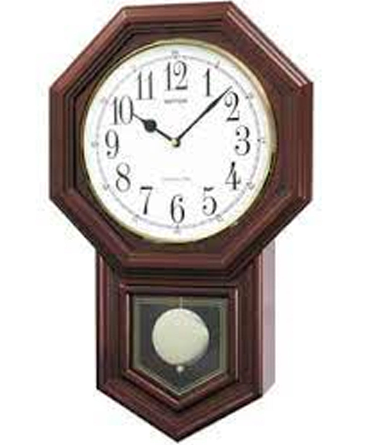 Rhythm Wall Clock, Analog White Dial  Brown Wooden Case Pendulum Décor Clock, CMJ501FR06