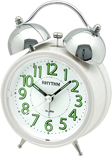 Rhythm Alarm Clock, With Super Bell, Snooze, Light & Super Silent Move, CRA843NR03