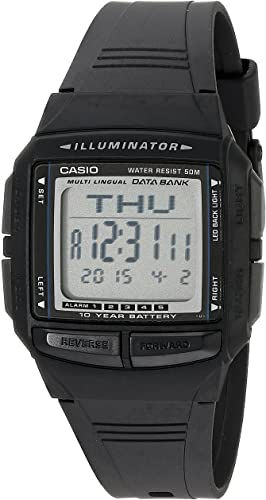 Casio Men's Watch Digital, Black Dial Black Resin Strap, DB-36-1AVDF