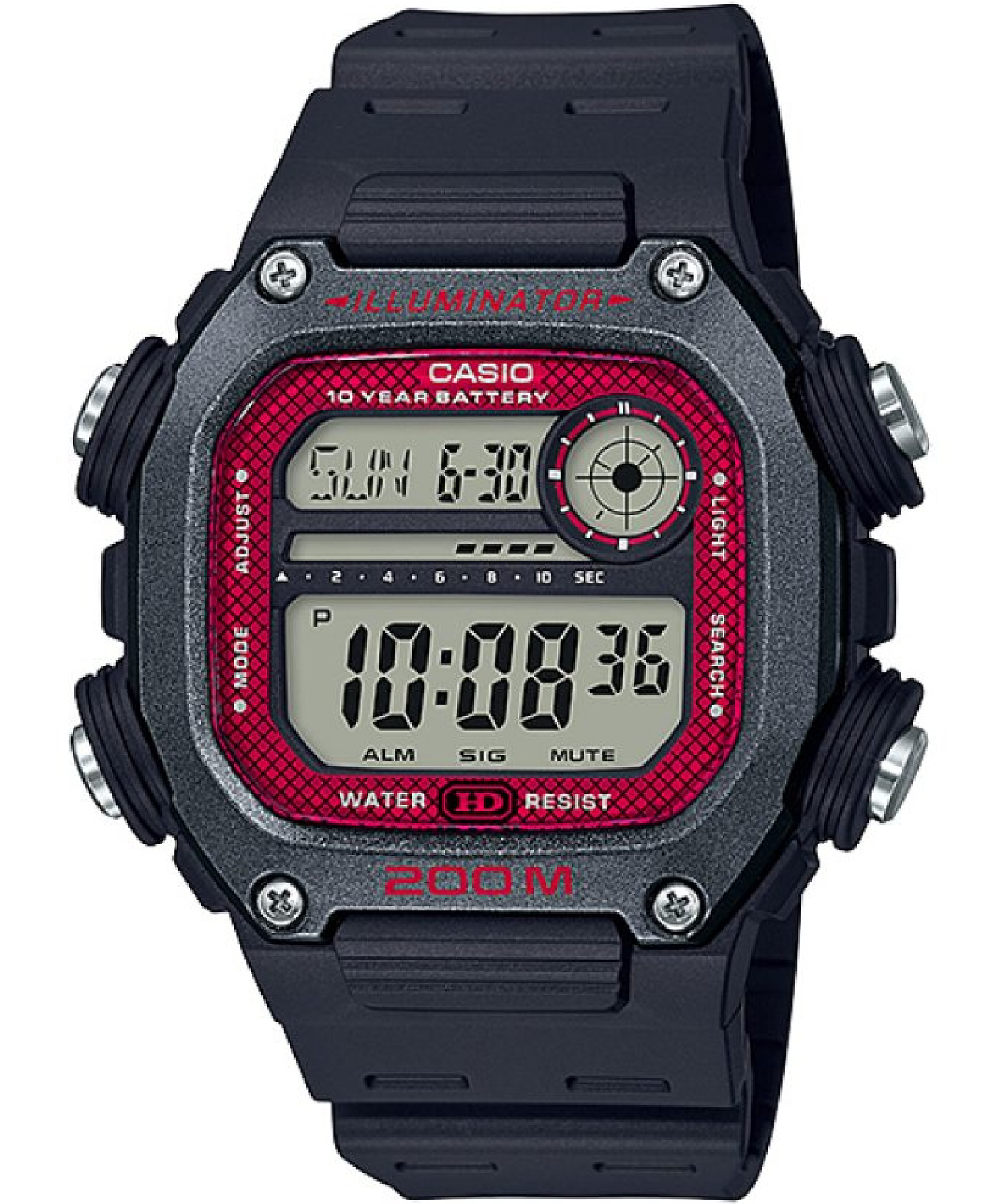 Casio Men's Watch Digital, Black Dial Black Resin Strap, DW-291H-1BVDF