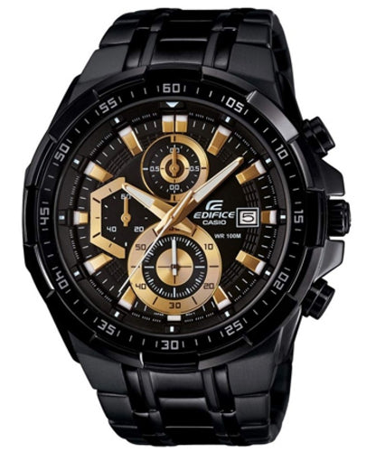 Edifice men analog watch, gold dial with comfortable strap, model GS-EFR-539BK-1AVUD, Bahrain
