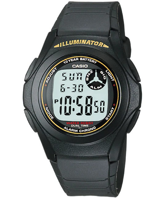 Casio unisex analog watch, black dial with comfortable strap, model CS-F-200W-9ADF, Bahrain