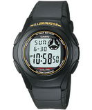 Casio Kid's Watch Digital, Black Dial Black Resin Strap, F-200W-9ADF