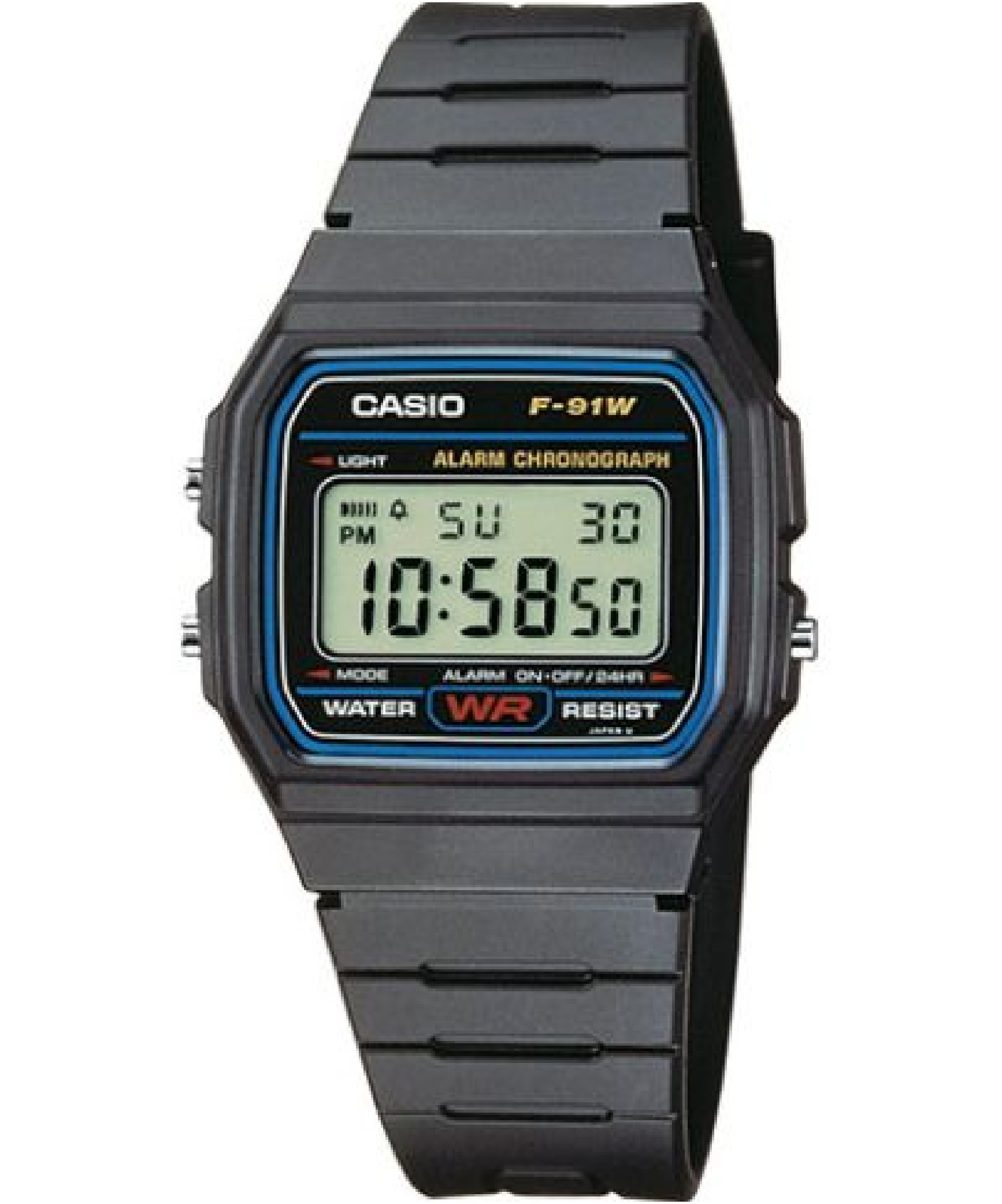 Casio Men's Watch Vintage Collection Digital, Black Dial Black Resin Strap, F-91W-1DG