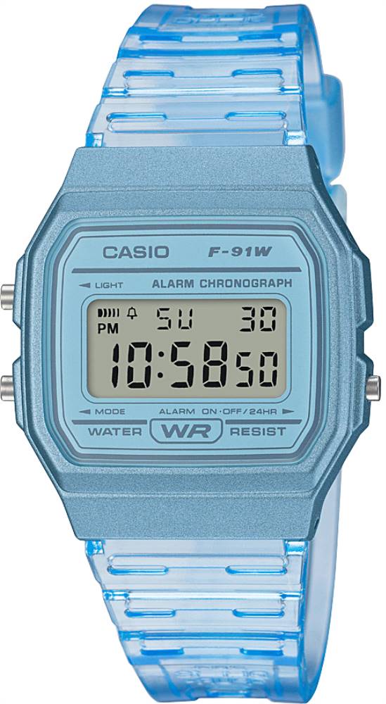 Casio Men's Watch Vintage Collection Digital, Blue Dial Blue Resin Strap, F-91WS-2DF