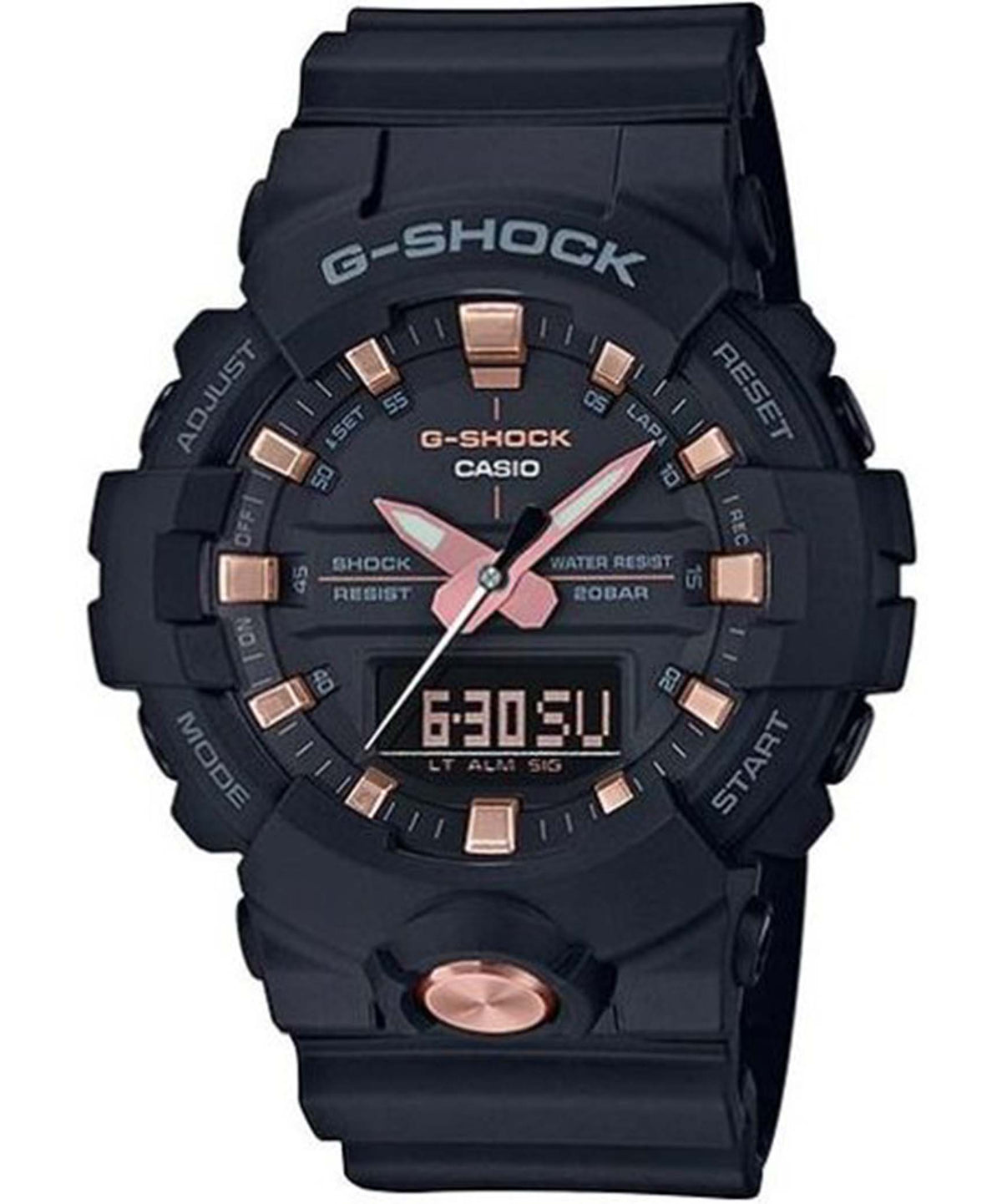 G-Shock Men's Watch Analog & Digital Combo Black & Rose Gold Dial Black Resin Band, GA-810B-1A4DR